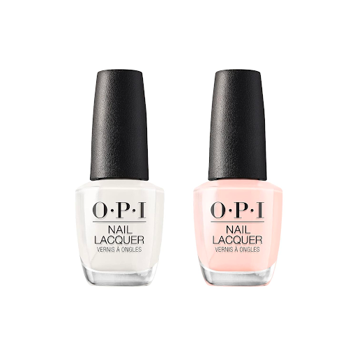 OPI brand nail polish, one white and one pink