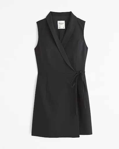 Women's black sleeveless dress with collar and front tie from Abercrombie