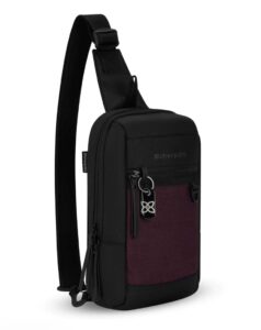Sherpani convertible travel sling bag in merlot with adjustable strap and four pockets