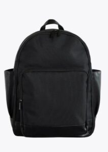 Beis black backpack with large front zip pocket and padded shoulder straps