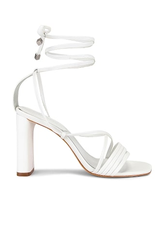 Women's white heel with high ankle wraparound strap from Revolve