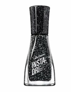 Sally Hansen insta-dri black sparkly nail polish bottle