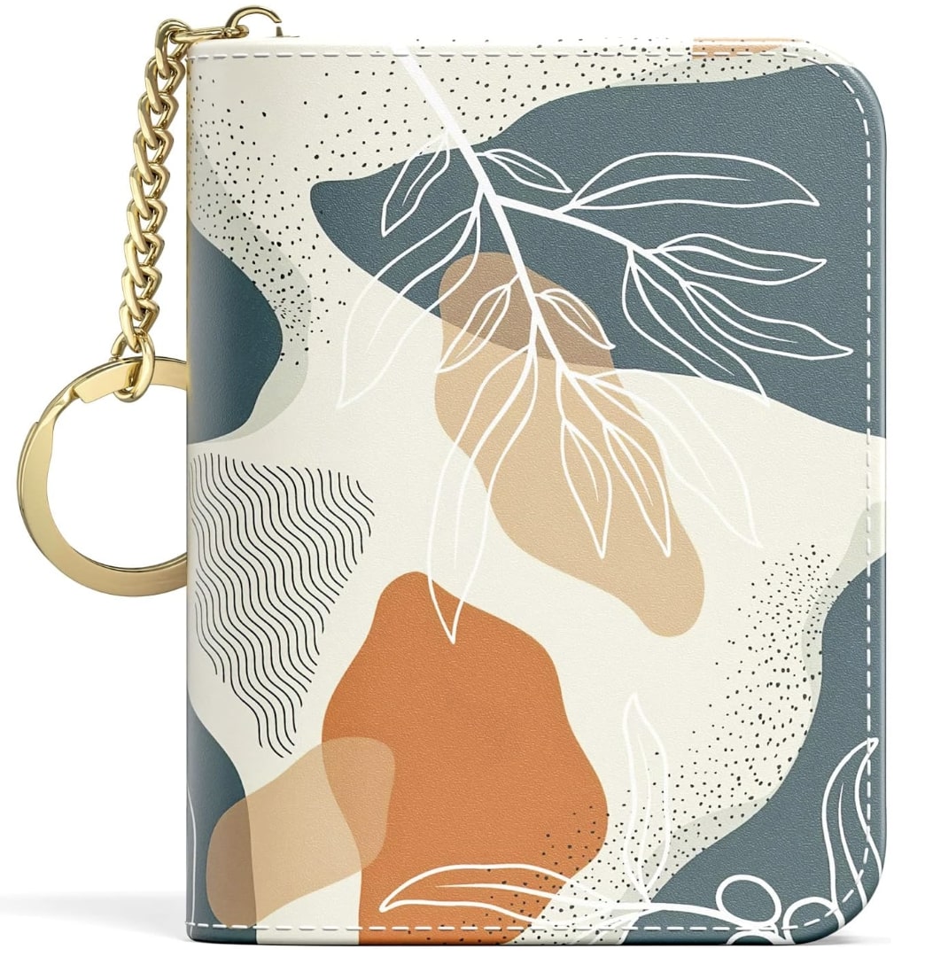 Women's Aiawoxc credit card holder with abstract boho leaf design