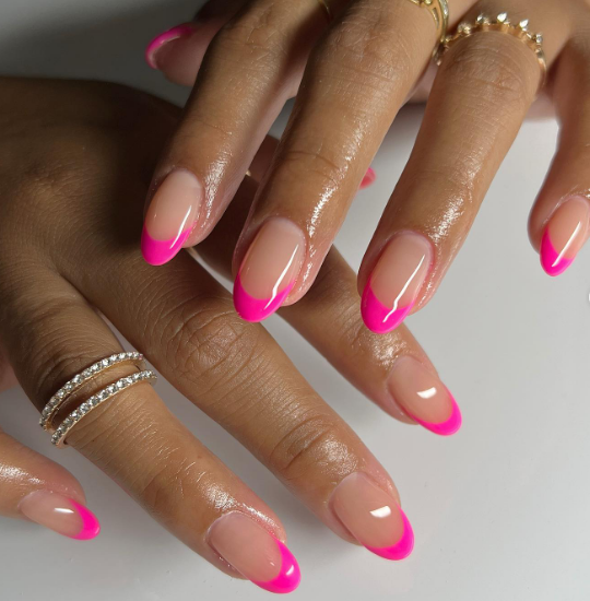 Hot Pink French Tip Nails - 15 Trendy Pink French Tip Nails Ideas