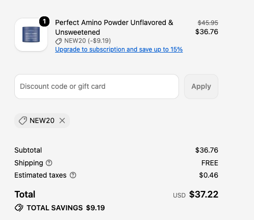 how to use bodyhealth perfect amino 20% off discount code